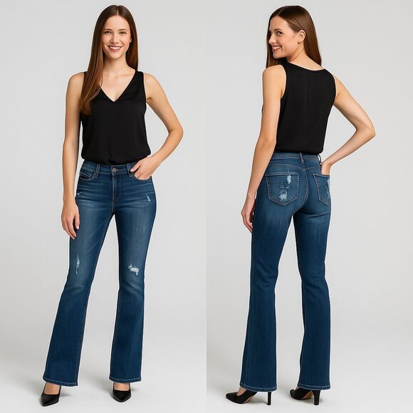 VIGOSS 🔥 Women’s Mid-Rise Distressed Bootcut Jeans 👖 Size 13 ✨ - Picture 1 of 15
